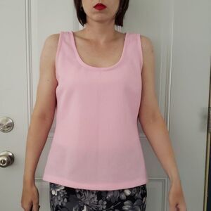 60s/70s Pink Polyester‎ Ribbed Tank Top